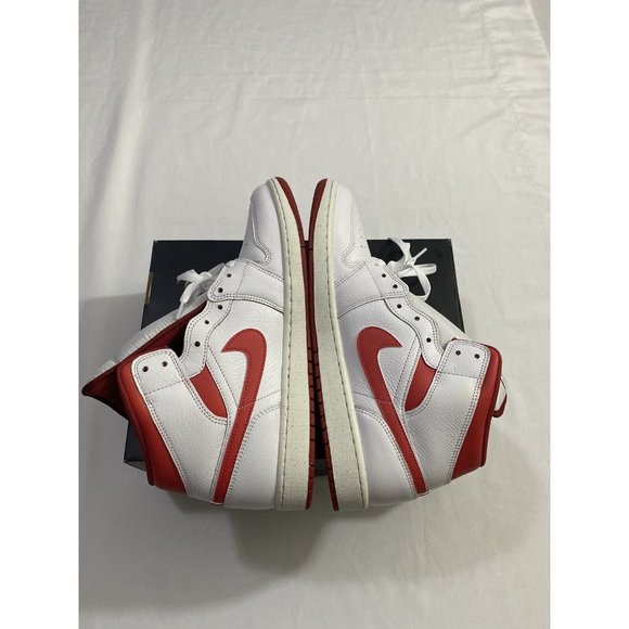 New Mens Size 12 White Red Nike Air Jordan 1 Mid SE Basketball Shoes FJ3458 160 main image 7